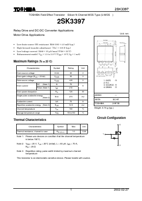 2SK3397 Datasheet PDF Toshiba