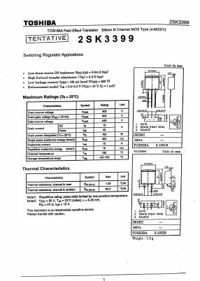 2SK3399 Datasheet PDF Toshiba