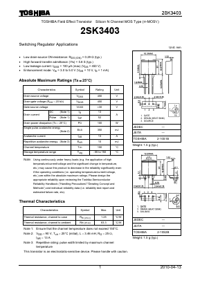 2SK3403 Datasheet PDF Toshiba