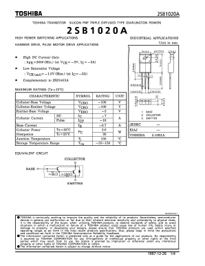 B1020A Datasheet PDF Toshiba