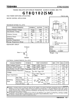 GT8Q102 Datasheet PDF Toshiba