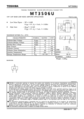 MT3S06U Datasheet PDF Toshiba