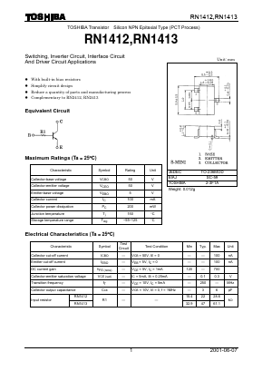 RN1413 Datasheet PDF Toshiba