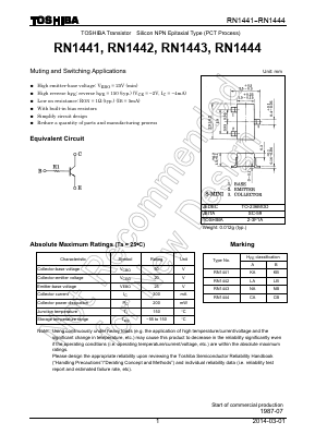 RN1442 Datasheet PDF Toshiba