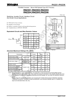 RN2201 Datasheet PDF Toshiba