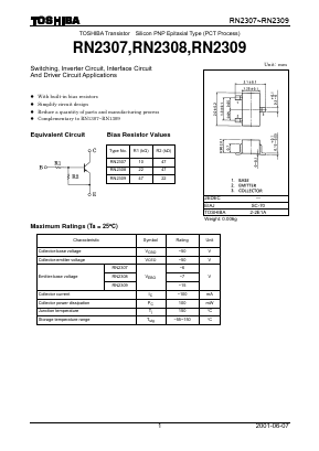 RN2307 Datasheet PDF Toshiba