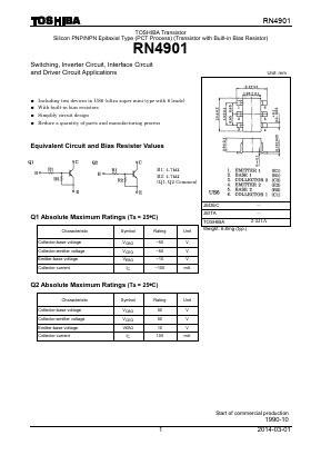 RN4901 Datasheet PDF Toshiba