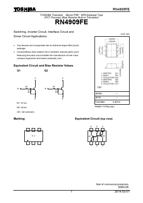 RN4909FE Datasheet PDF Toshiba