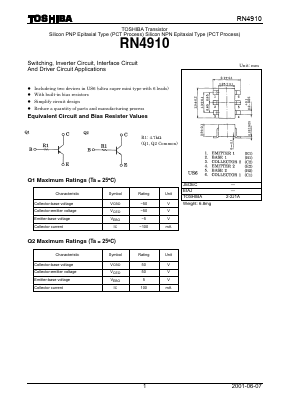 RN4910 Datasheet PDF Toshiba