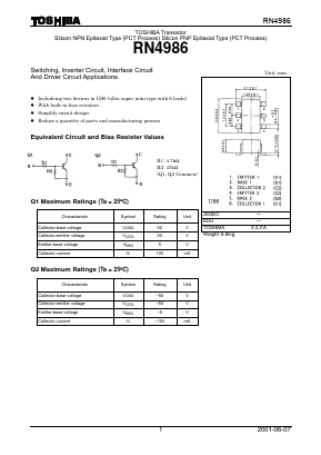 RN4986 Datasheet PDF Toshiba