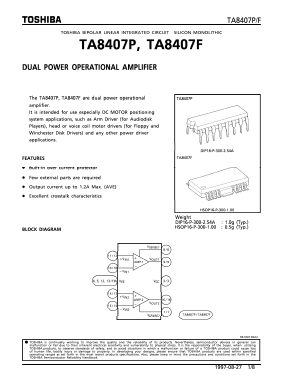 TA8407 Datasheet PDF Toshiba