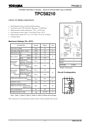 TPCS8210 Datasheet PDF Toshiba