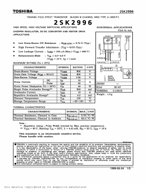 2SK2996 Datasheet PDF Toshiba
