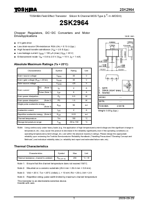 2SK2964(TE12L) Datasheet PDF Toshiba
