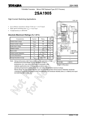 2SA1905 Datasheet PDF Toshiba