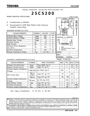 2SC5200 Datasheet PDF Toshiba