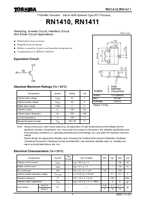 RN1410 Datasheet PDF Toshiba