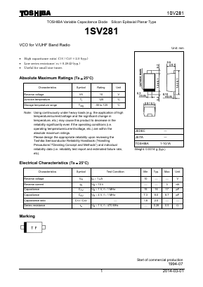 1SV281 Datasheet PDF Toshiba