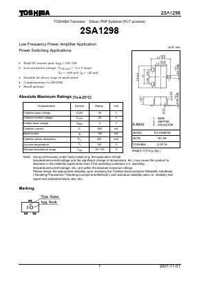 2SA1298 Datasheet PDF Toshiba