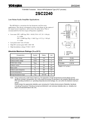 2SC2240 Datasheet PDF Toshiba