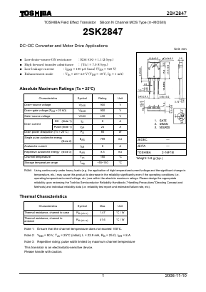 K2847 Datasheet PDF Toshiba