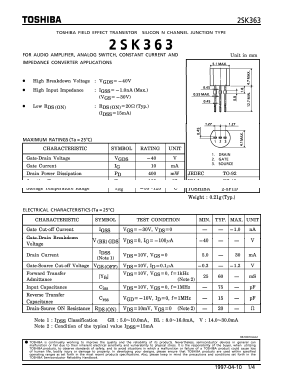2SK363 Datasheet PDF Toshiba