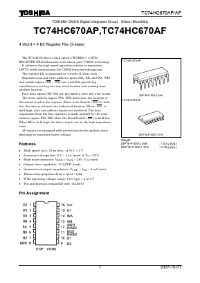 TC74HC670AF Datasheet PDF Toshiba