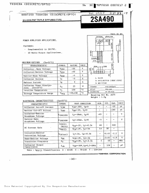 2SA490 Datasheet PDF Toshiba