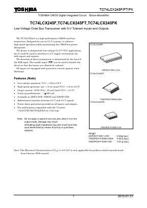 TC74LCX245F Datasheet PDF Toshiba