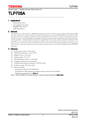 TLP705A Datasheet PDF Toshiba