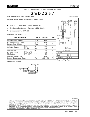D2257 Datasheet PDF Toshiba