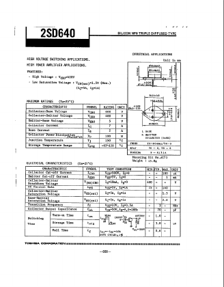 2SD640 Datasheet PDF Toshiba