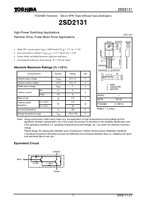 2SD2131 Datasheet PDF Toshiba