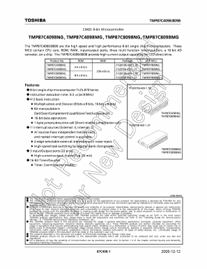 TMP87C409BNG Datasheet PDF Toshiba