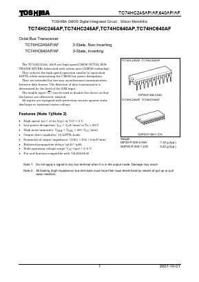 TC74HC640AP Datasheet PDF Toshiba