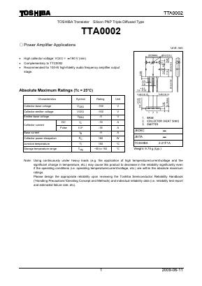 TTA0002 Datasheet PDF Toshiba