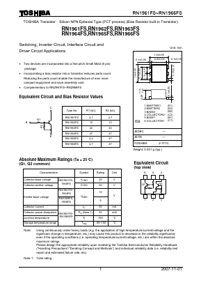 RN1964FS Datasheet PDF Toshiba