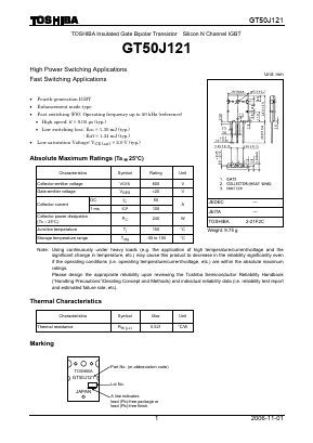 GT50J121 Datasheet PDF Toshiba