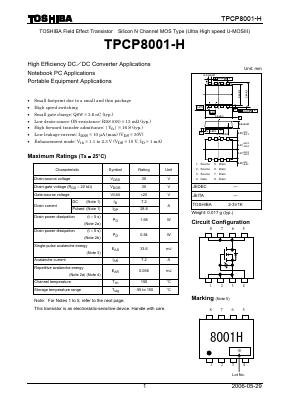 TPCP8001-H Datasheet PDF Toshiba