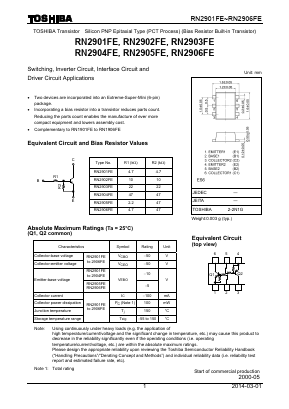 RN2901FE Datasheet PDF Toshiba