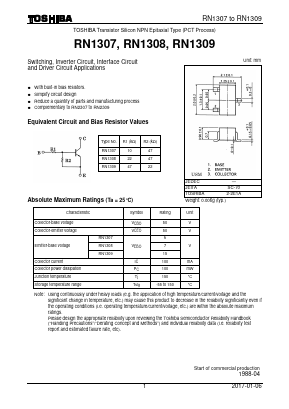 RN1309 Datasheet PDF Toshiba