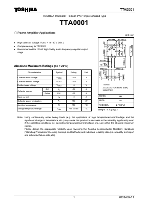 TTA0001 Datasheet PDF Toshiba