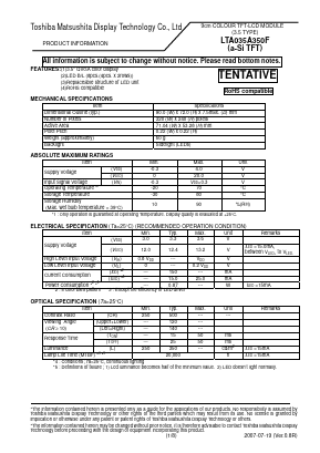 LTA035A350F Datasheet PDF Toshiba