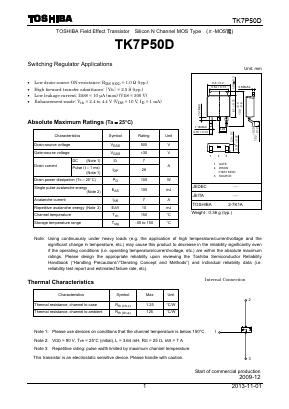 TK7P50D Datasheet PDF Toshiba