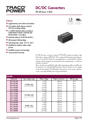 TES2-0512M Datasheet PDF Traco Power