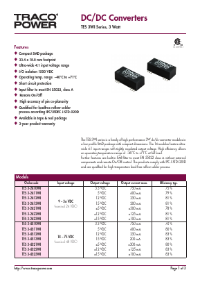 TES3-4812WI Datasheet PDF Traco Power