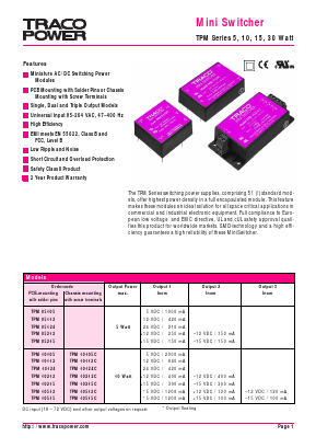 TPM15112 Datasheet PDF Traco Power
