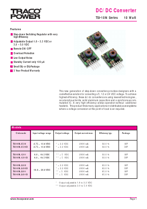 TSI10N-0510D Datasheet PDF Traco Power