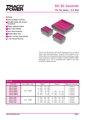 TYL05-1516 Datasheet PDF Traco Power