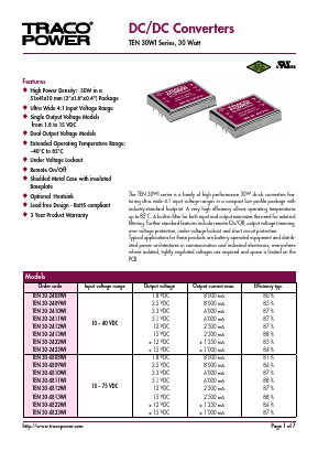 TEN30-2422WI Datasheet PDF Traco Power
